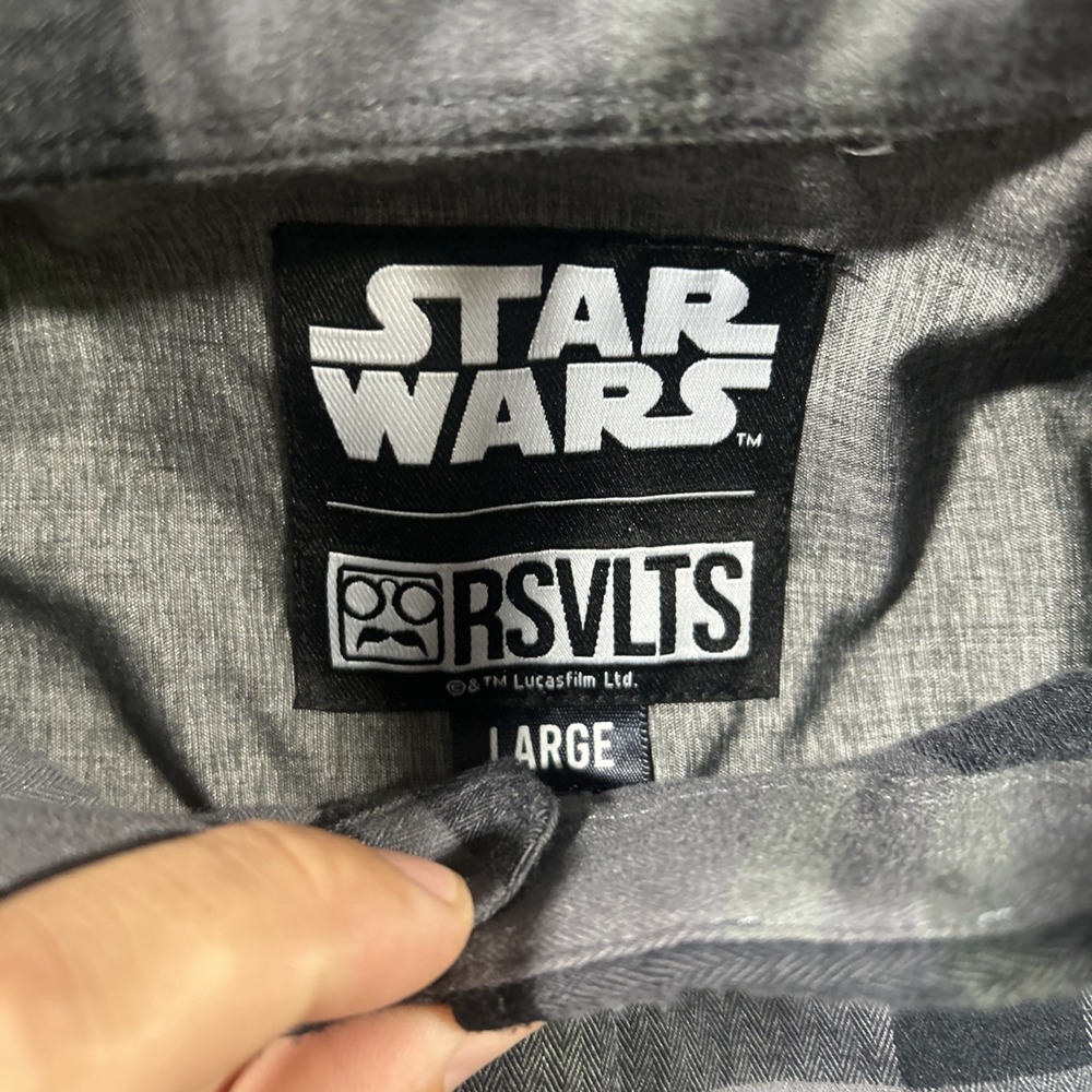 RSVLTS x STAR WARS Shirt Men L SLIM Green Lightsaber Flannel Button Up - Picture 5 of 11